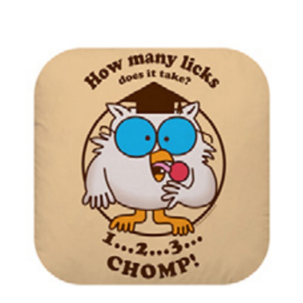 PIL-TR-OWL  Mr. Owl How Many Licks Spandex Beaded Pillow - Tan