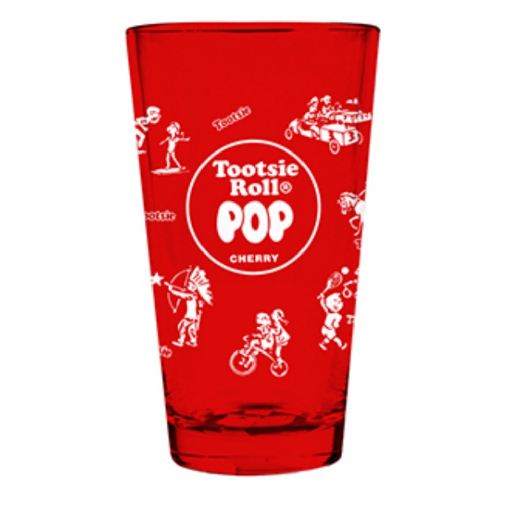 GLS-TR-RWRAP  Pop Cherry Wrapper 16 oz. Pint Glass - Red