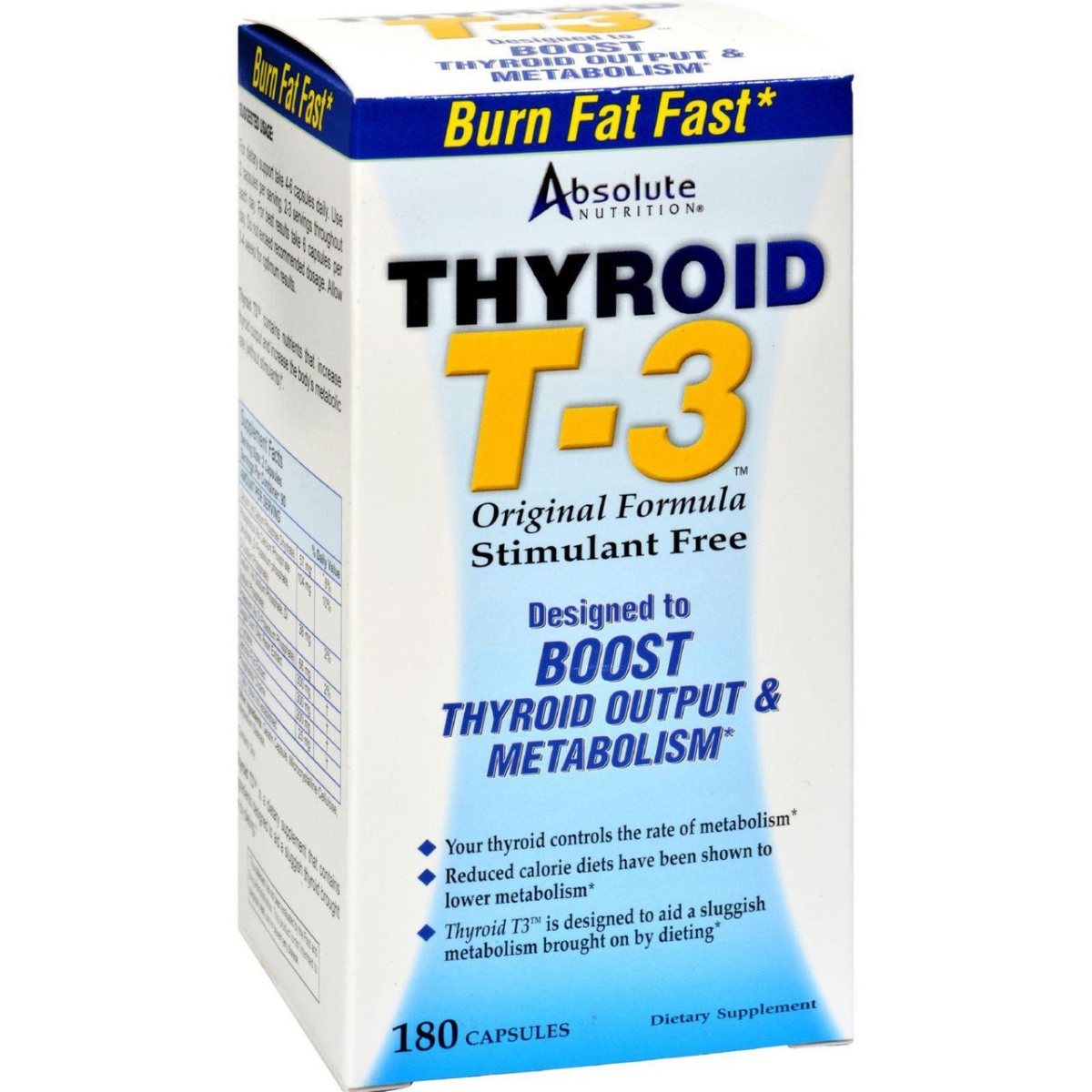 Picture of Absolute Nutrition HG0108936 Thyroid T-3&#44; 180 Capsules