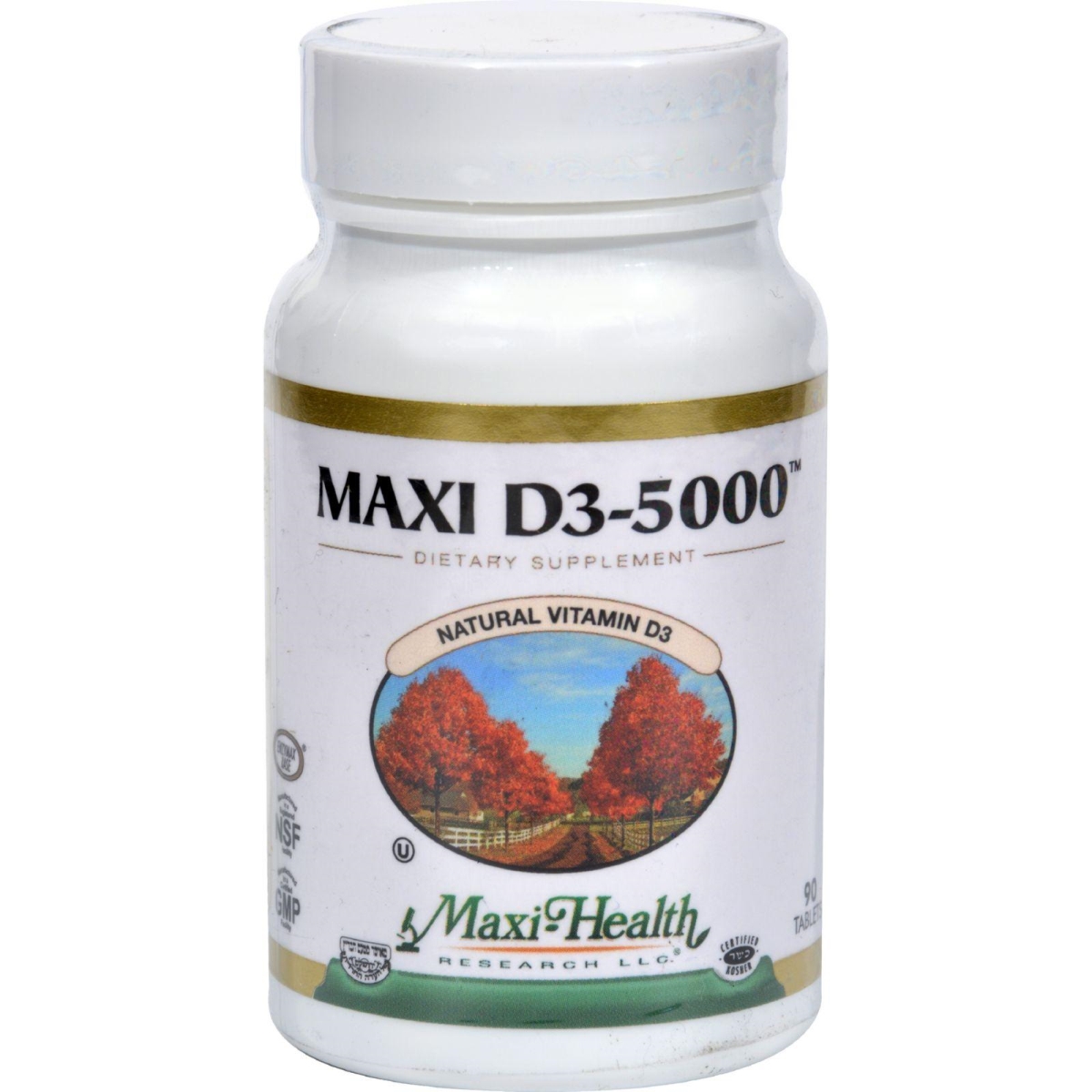 Picture of Maxi Health Kosher Vitamins HG0135095 Maxi D3 5000 - 5000 IU - 90 Tablets