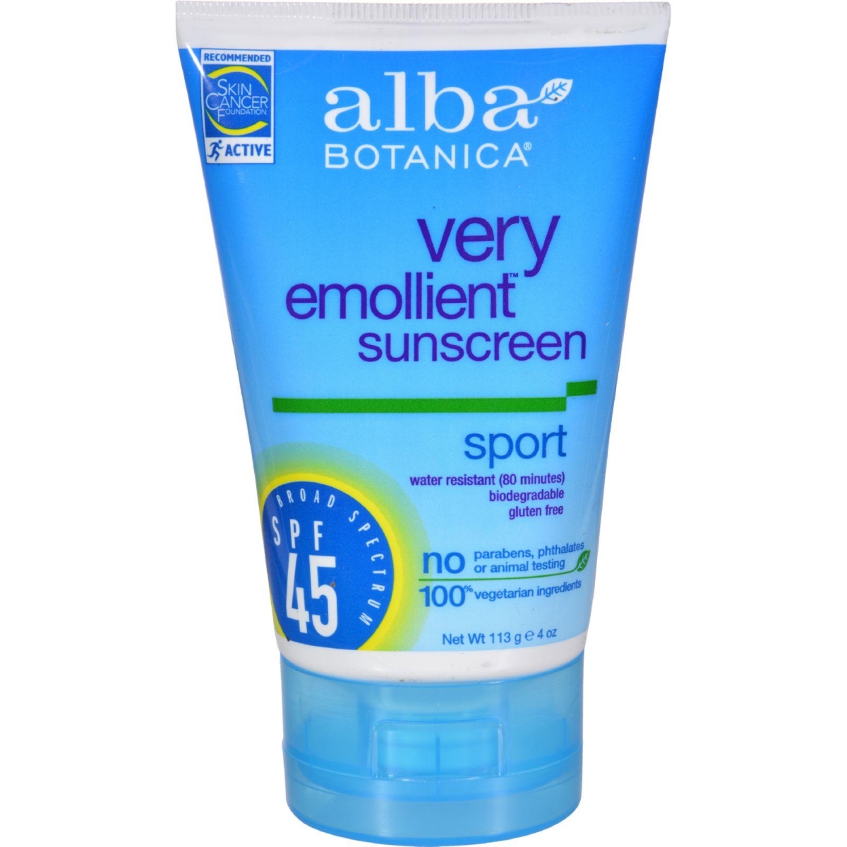 Picture of Alba Botanica HG0401265 4 oz Very Emollient Sunscreen Natural Protection Sport SPF 45