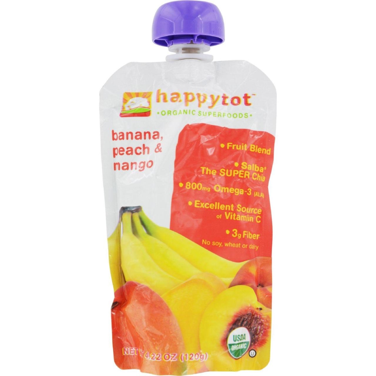 Picture of Happy Baby HG0209080 4.22 oz Happytot Organic Superfood Banana Peach & Mango&#44; Case of 16
