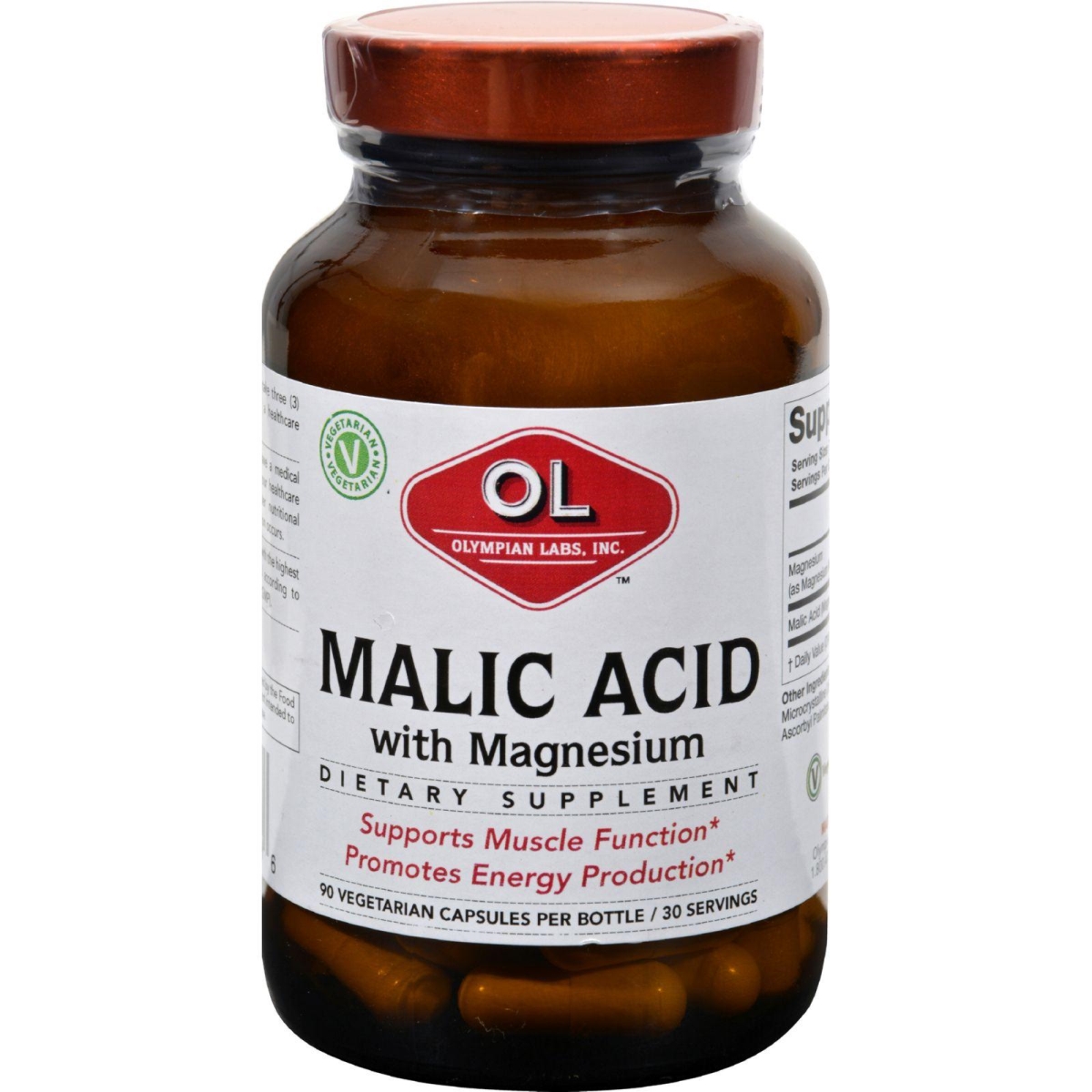 Picture of Olympian Labs HG0381723 Malic Acid with Magnesium - 90 Vegetarian Capsules