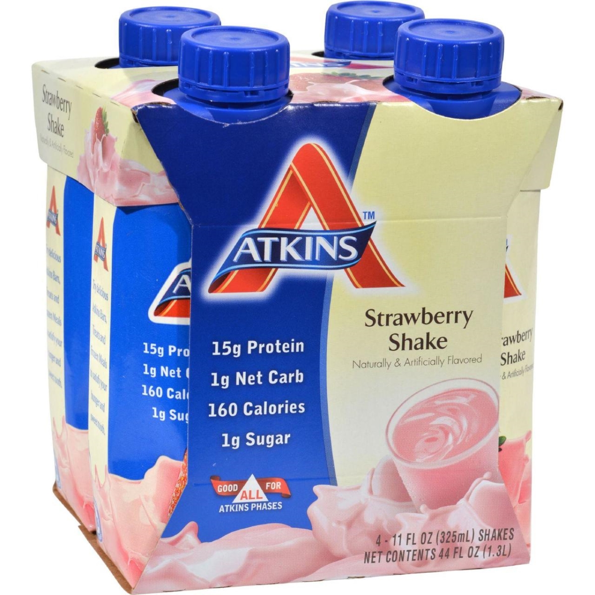 Picture of Atkins HG0458182 11 fl oz Advantage Rtd Shake - Strawberry&#44; Pack Of 4