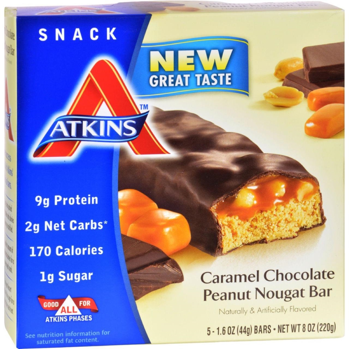 Picture of Atkins HG0467225 Advantage Bar Caramel Chocolate Peanut Nougat&#44; 5 Bars