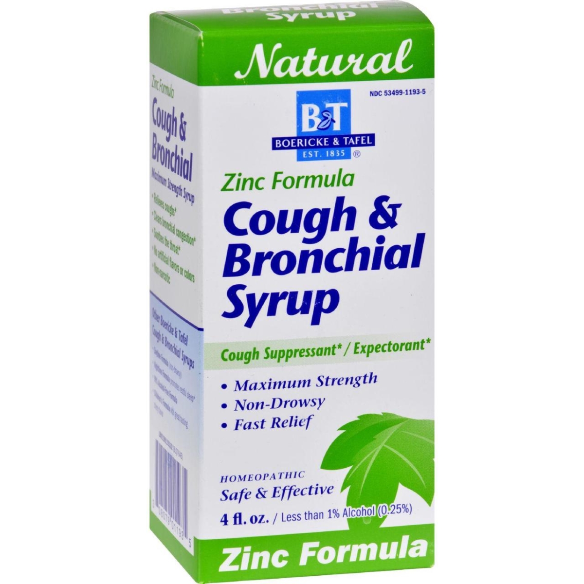 Picture of Boericke & Tafel HG0648964 4 oz Cough & Bronchitis Syrup with Zinc