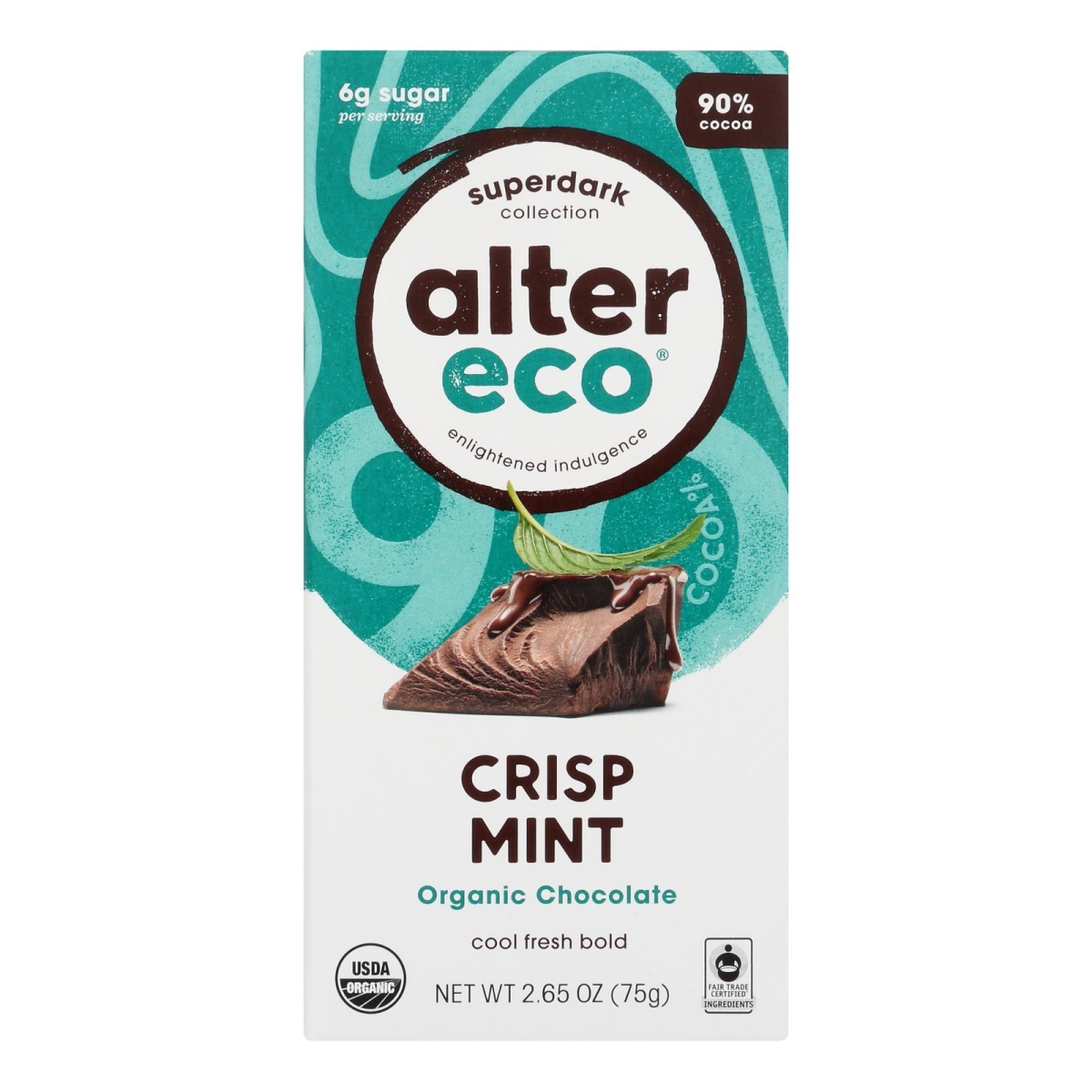 Picture of Alter Eco Americas HG2395796 2.65 oz DP Dark Crisp Mint Chocolate - Case of 12