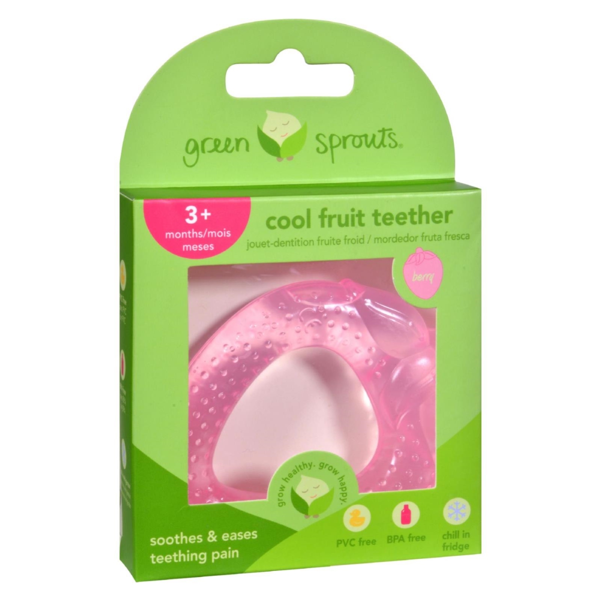 Picture of Green Sprouts HG0597476 Cool Soothing Teether Ring - Pink Strawberry
