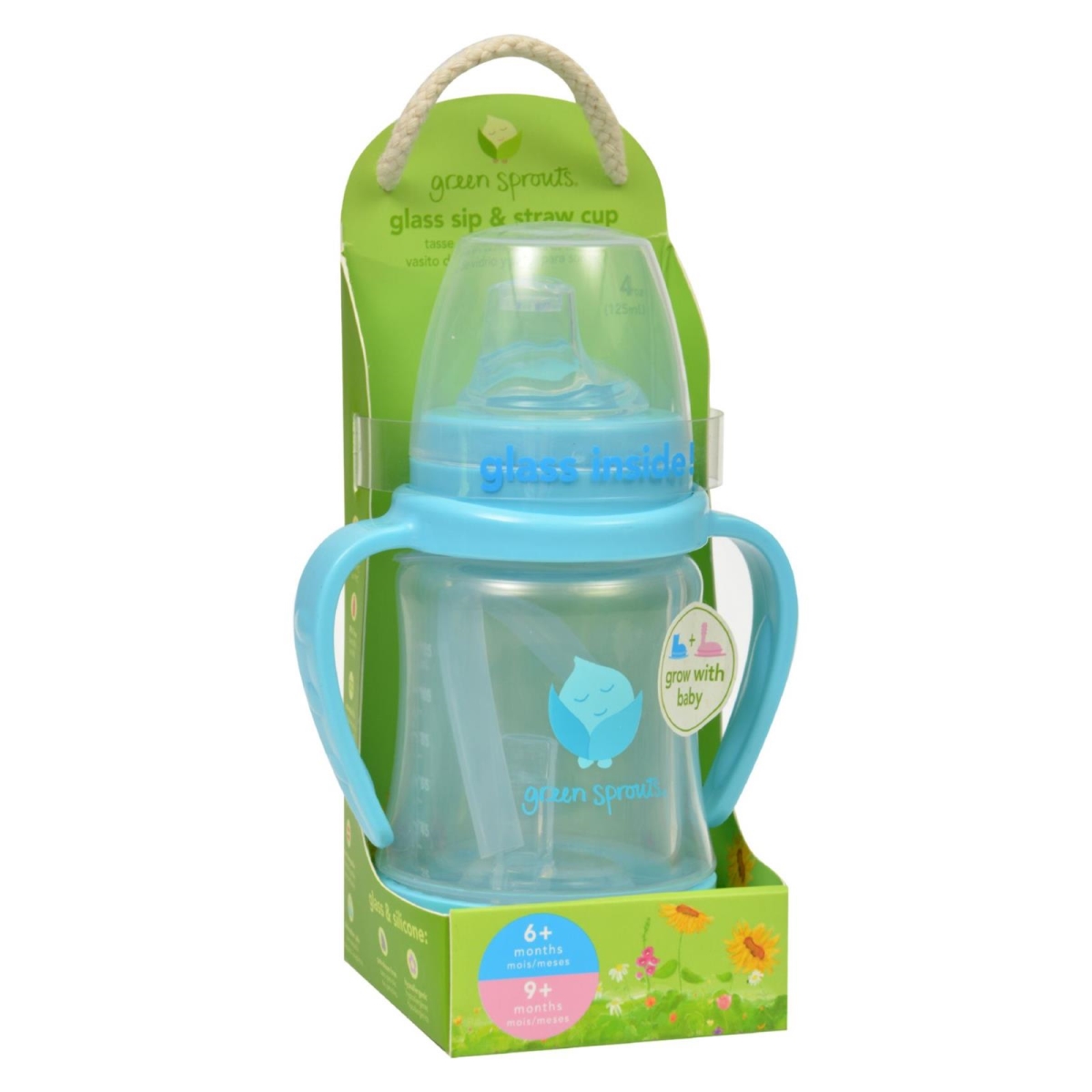 Picture of Green Sprouts HG1711696 Glass Sip & Straw 6 Months Plus Baby Cup&#44; Aqua