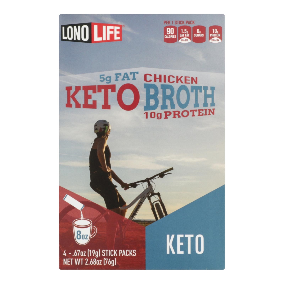 Picture of Lonolife HG2463230 4 &0.67 oz Keto Bone Broth Chicken Protein Pack - Case of 6
