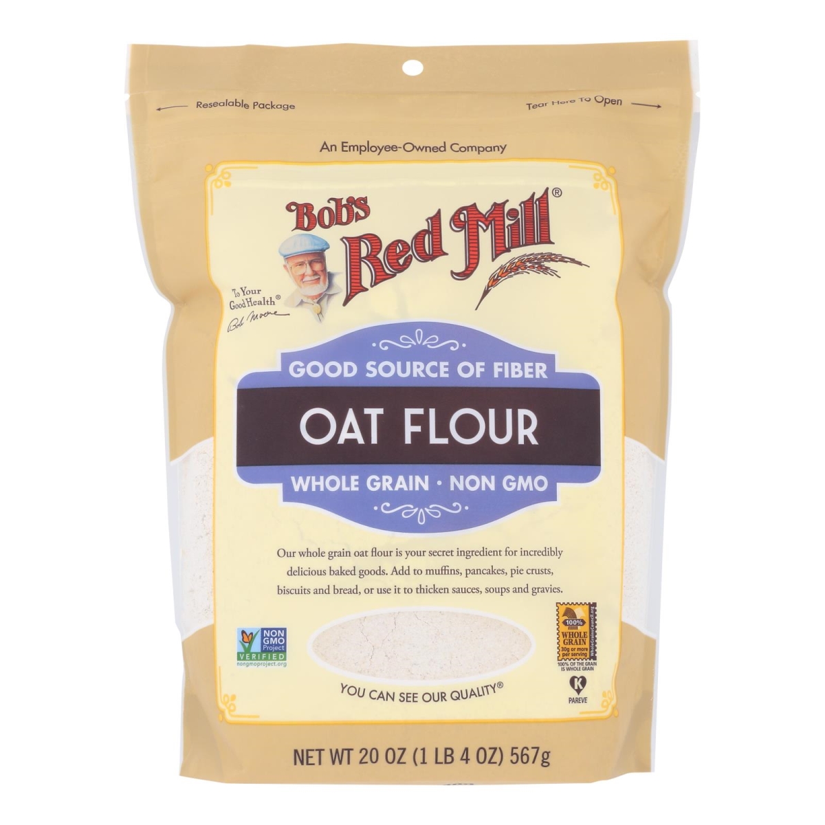 Picture of Bobs Red Mill HG2596278 20 oz Flour Oat Whole Grain - Case of 4