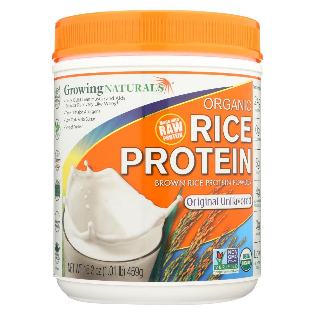 Picture of Growing Naturals HG2423721 16.19 oz Orignal Rice Protein Powder