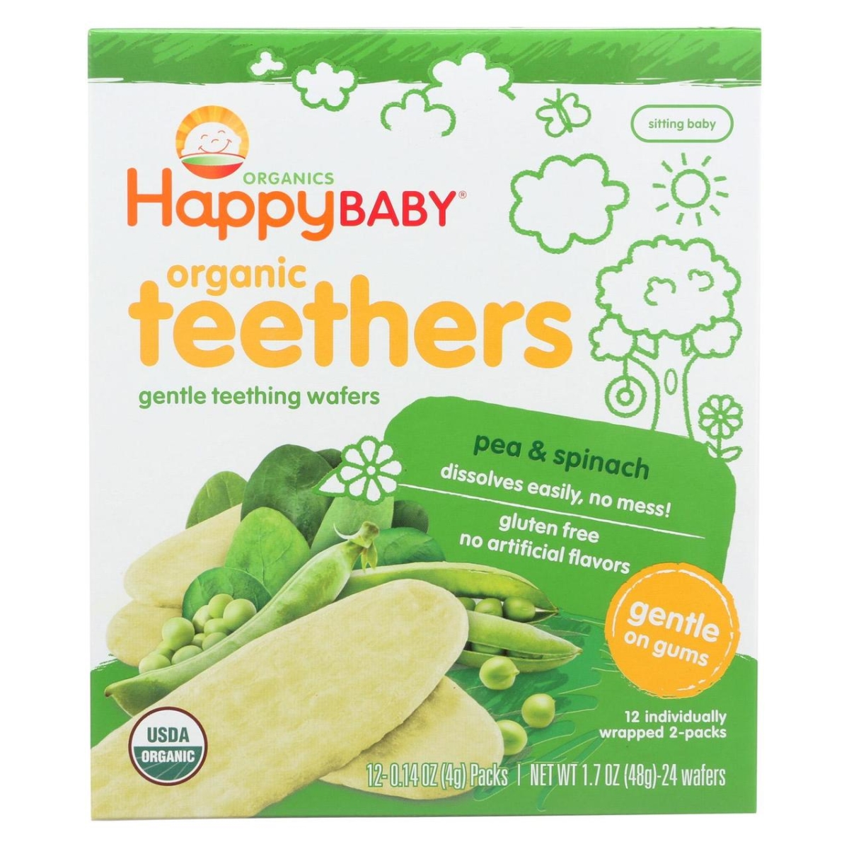 Picture of Happy Baby HG1809979 1.7 oz Gentle Tethers Pea & Spinach Baby Food - Case of 6
