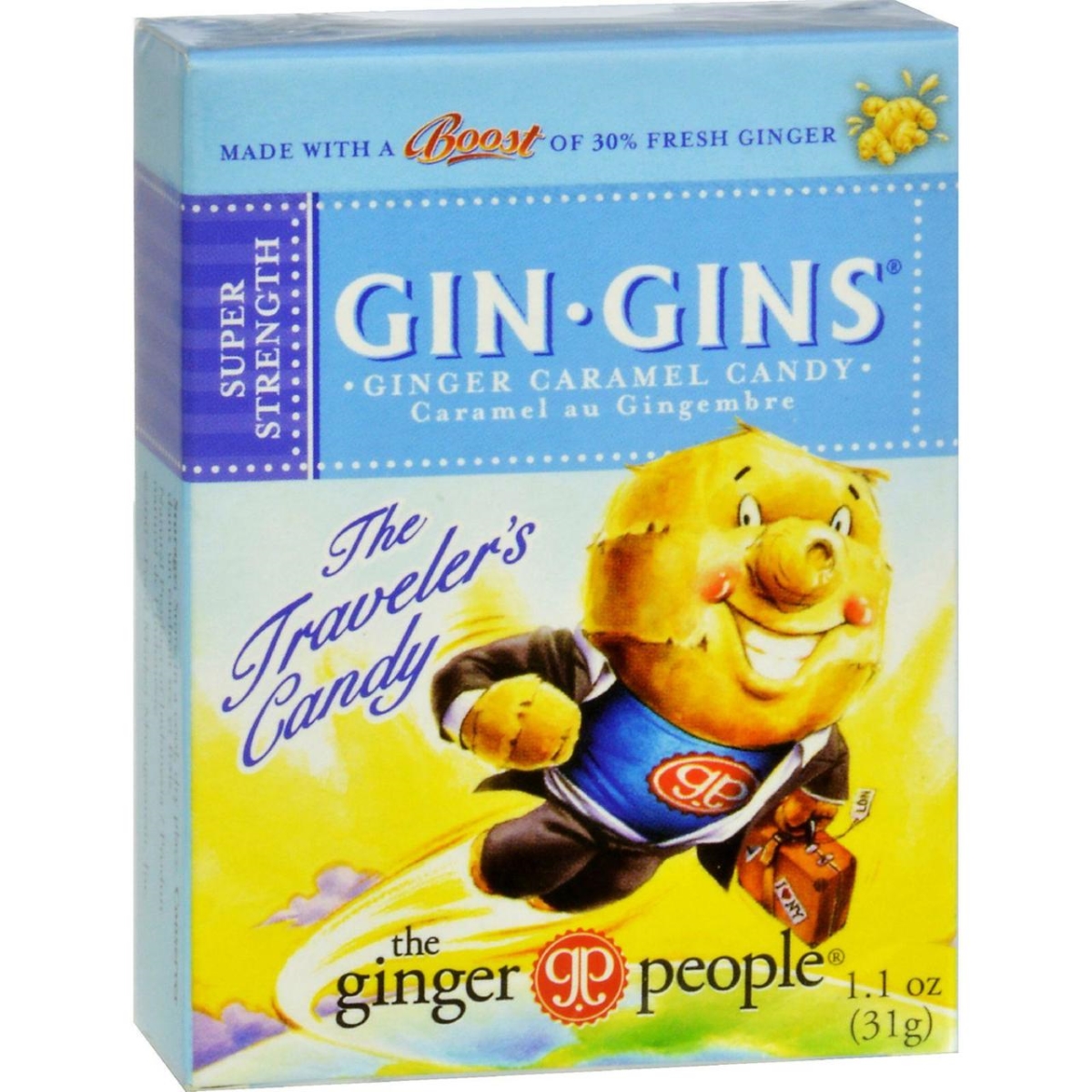 Picture of Ginger People HG0693945 1.1 oz Gingins Super Boost Candy - Case of 24
