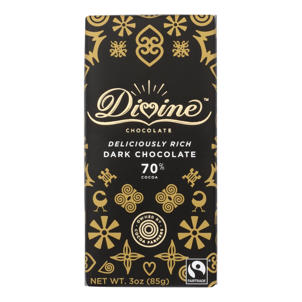 Picture of Divine HG2398394 3 oz 70 Percent Cocoa Dark Bar Chocolate - Case of 12