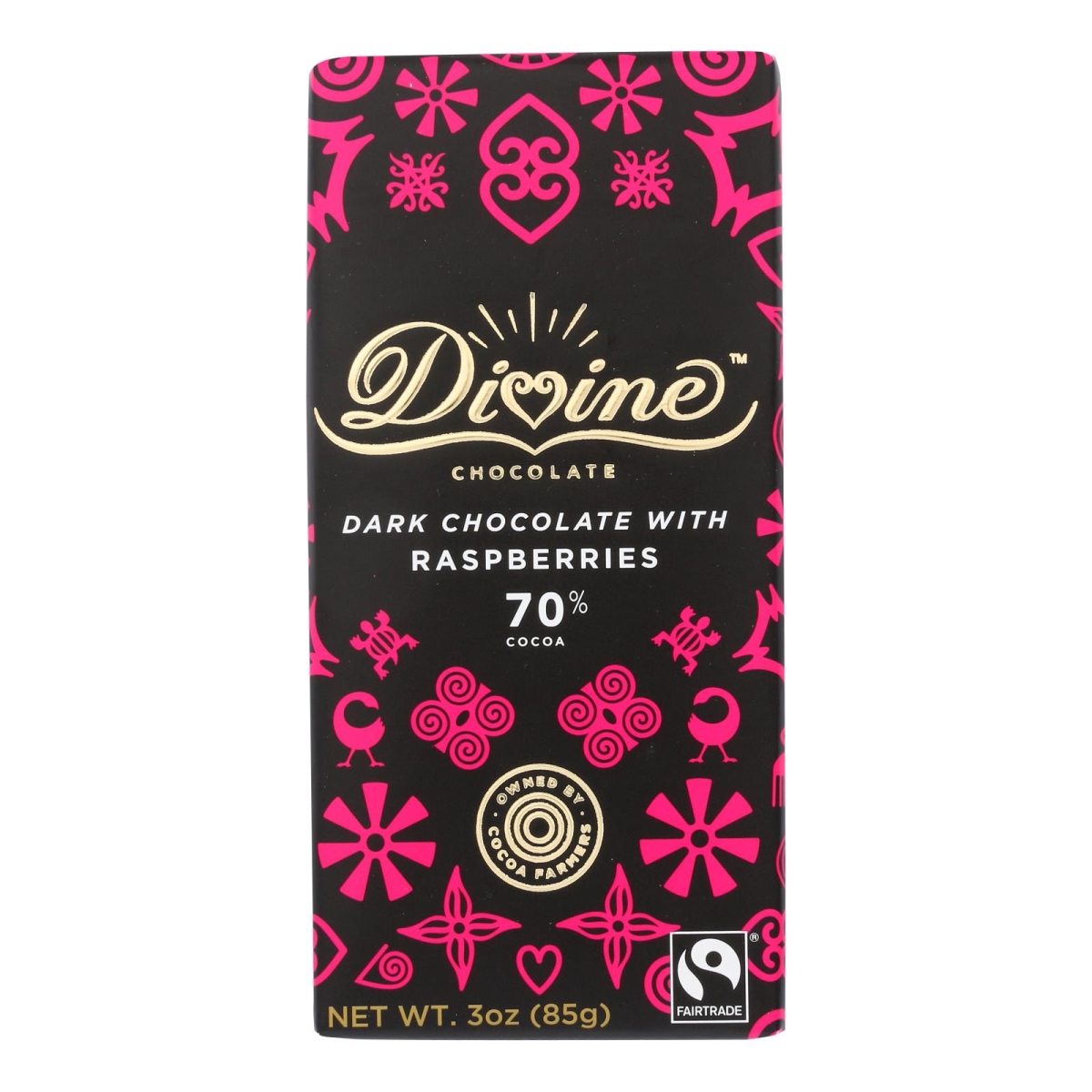 Picture of Divine HG2398477 3 oz Dark Chocolate Bar with Raspberry - Case of 12