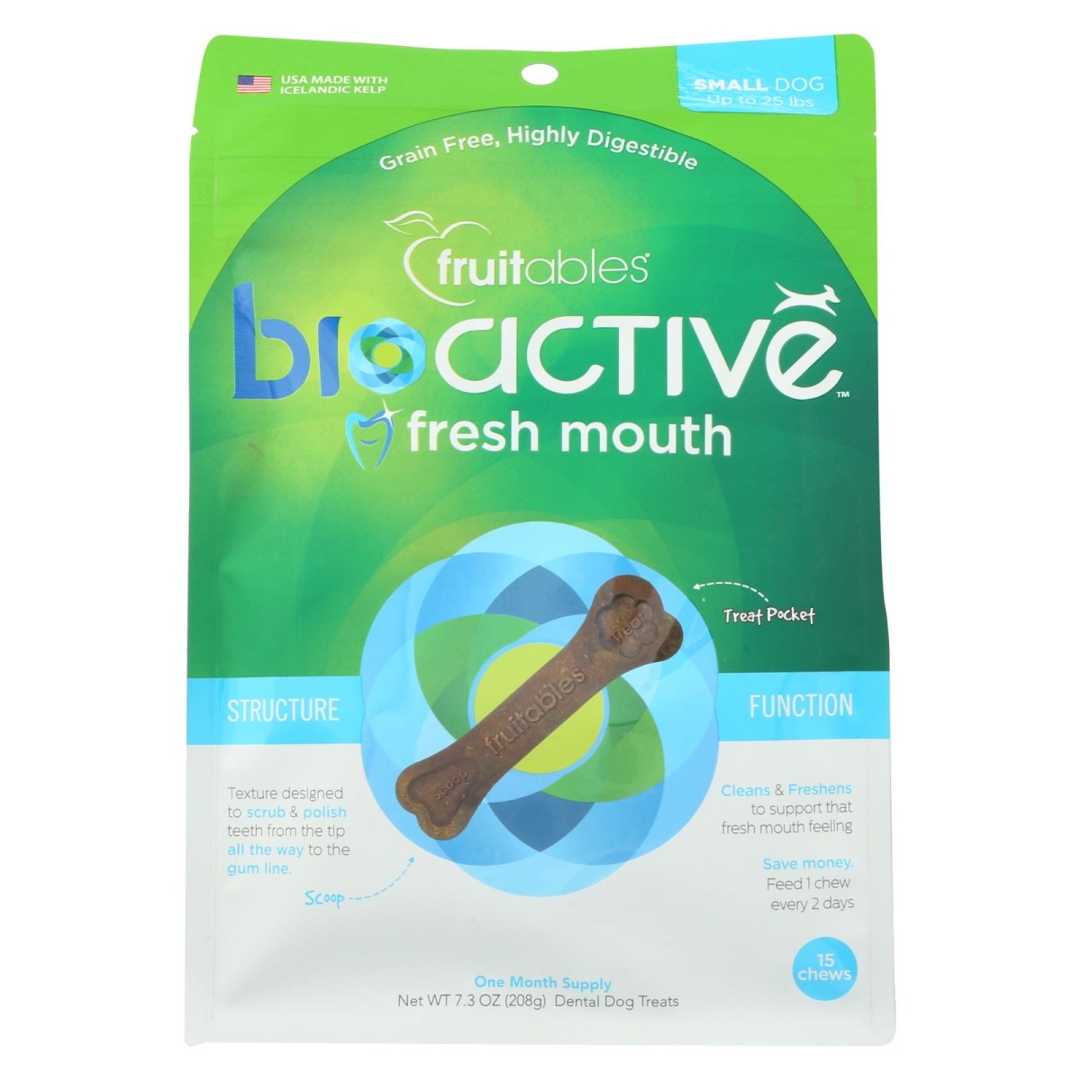 Picture of Fruitables HG1771427 7.3 oz Chews Small Dental Bioactive Dog Treats - Case of 8