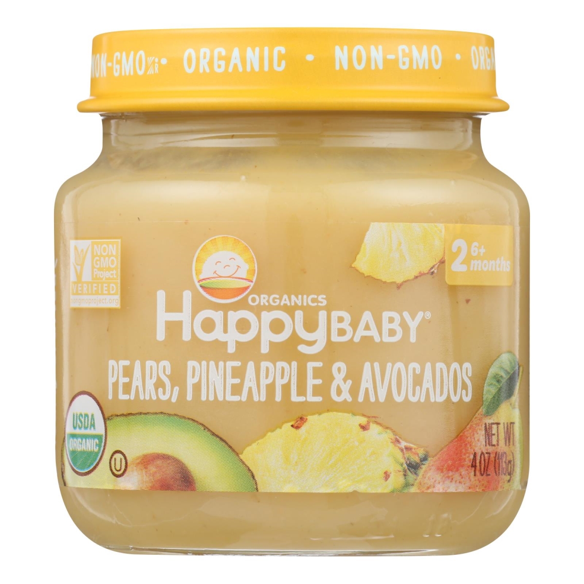 Picture of Happy Baby HG2474005 4 oz Clearly Crafted Pear Pineapple Avocados Stage 2 Baby Food - Case of 6