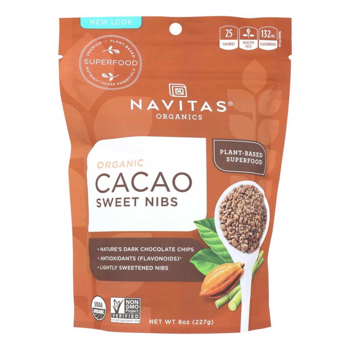 Picture of Navitas Naturals HG2307296 8 oz Cacao Nibs Organic Sweetened Superfood