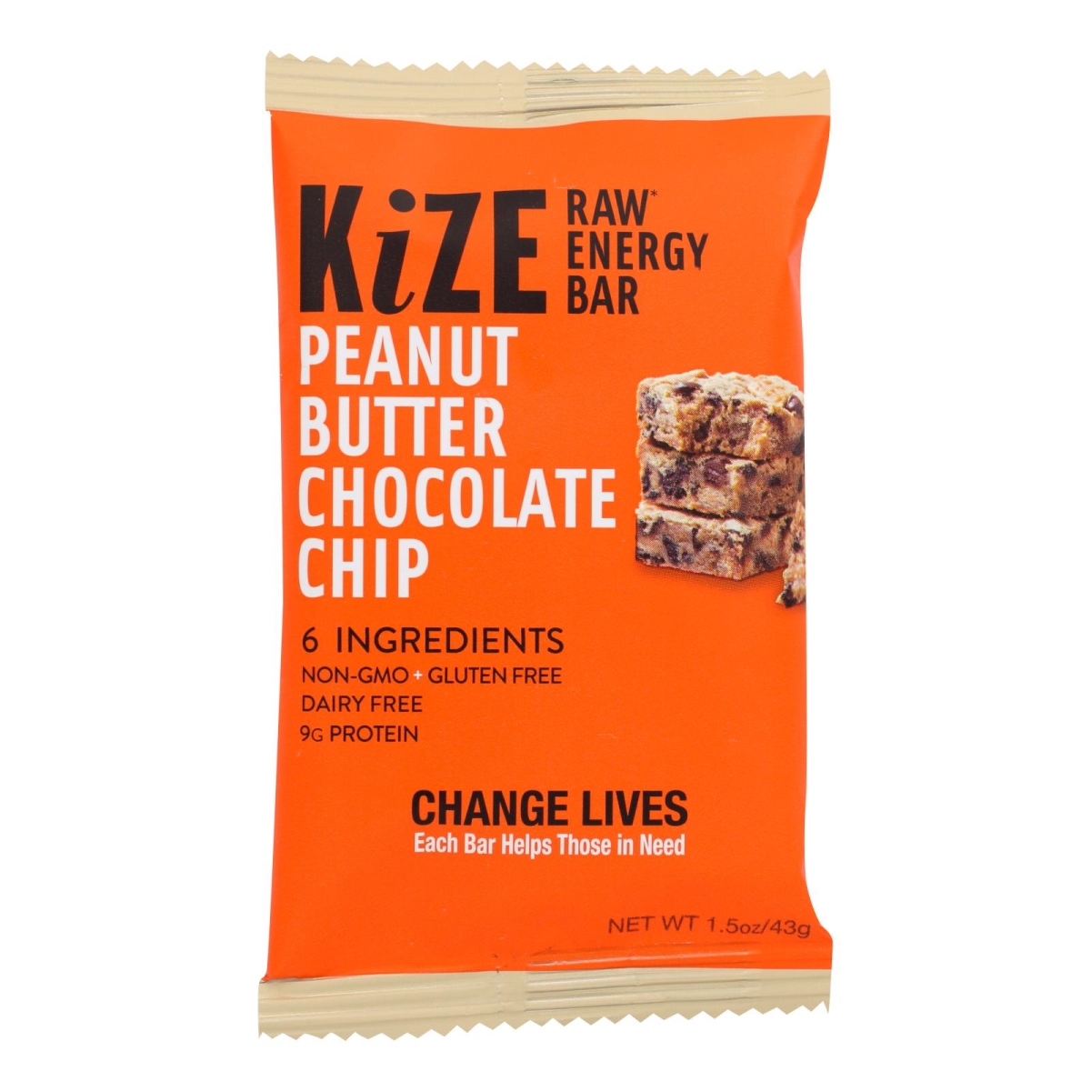 Picture of Kize HG2197952 1.5oz Concepts Energy Bar Raw Peanut Butter Chocolate Chip - Case of 10