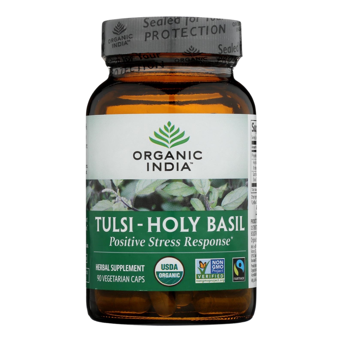 Picture of Organic India HG2077915 Tulsi--Holy Basil USA Whole Herbal Supplement - 90 Vegetarian Capsules