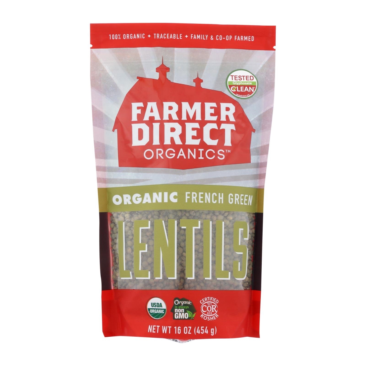 Picture of Farmer Direct HG1834316 1 lbs Organic French Green Lentils Dry Beans - Case of 12