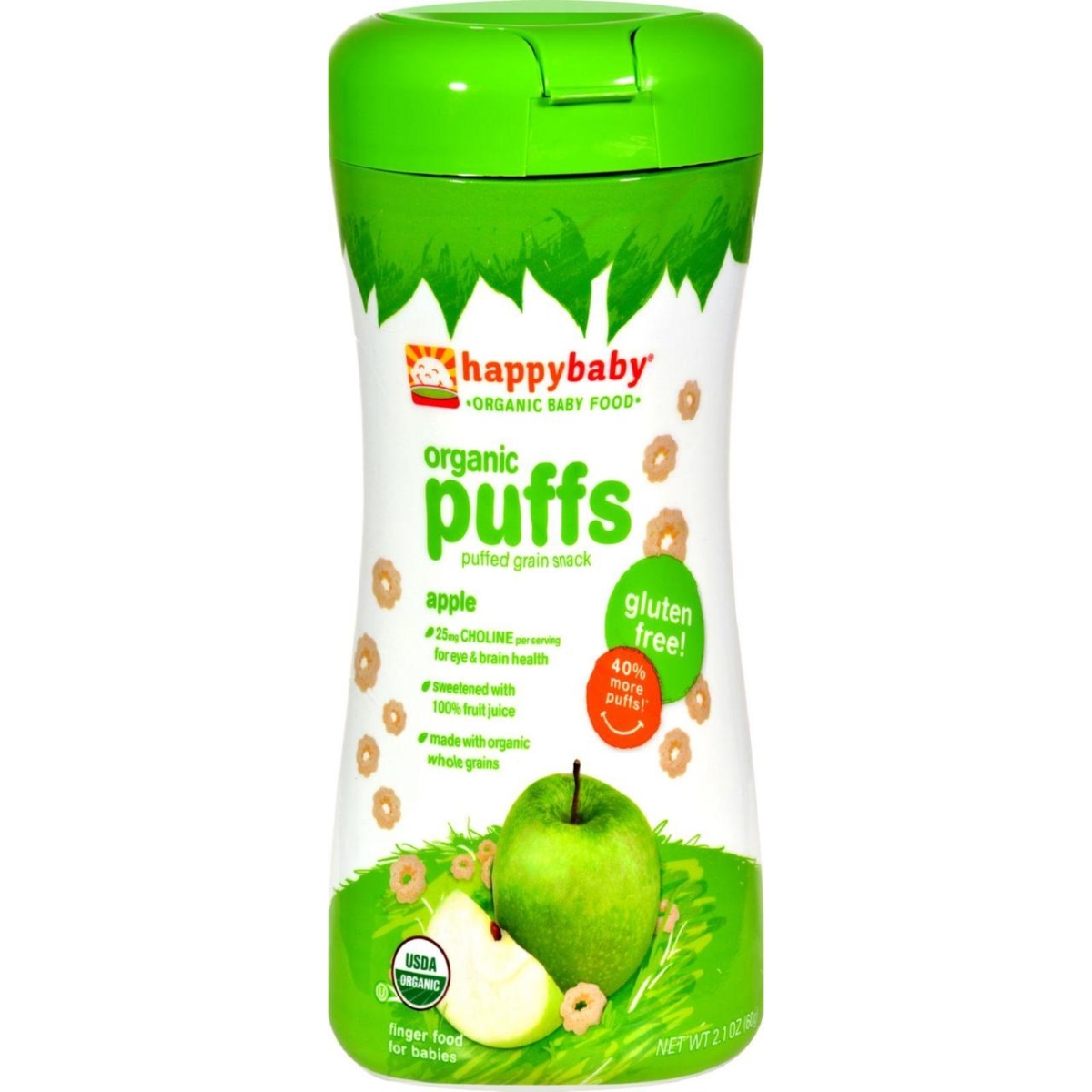 Picture of Happy Baby HG0818161 2.1 oz Organic Puffs - Apple&#44; Case of 6