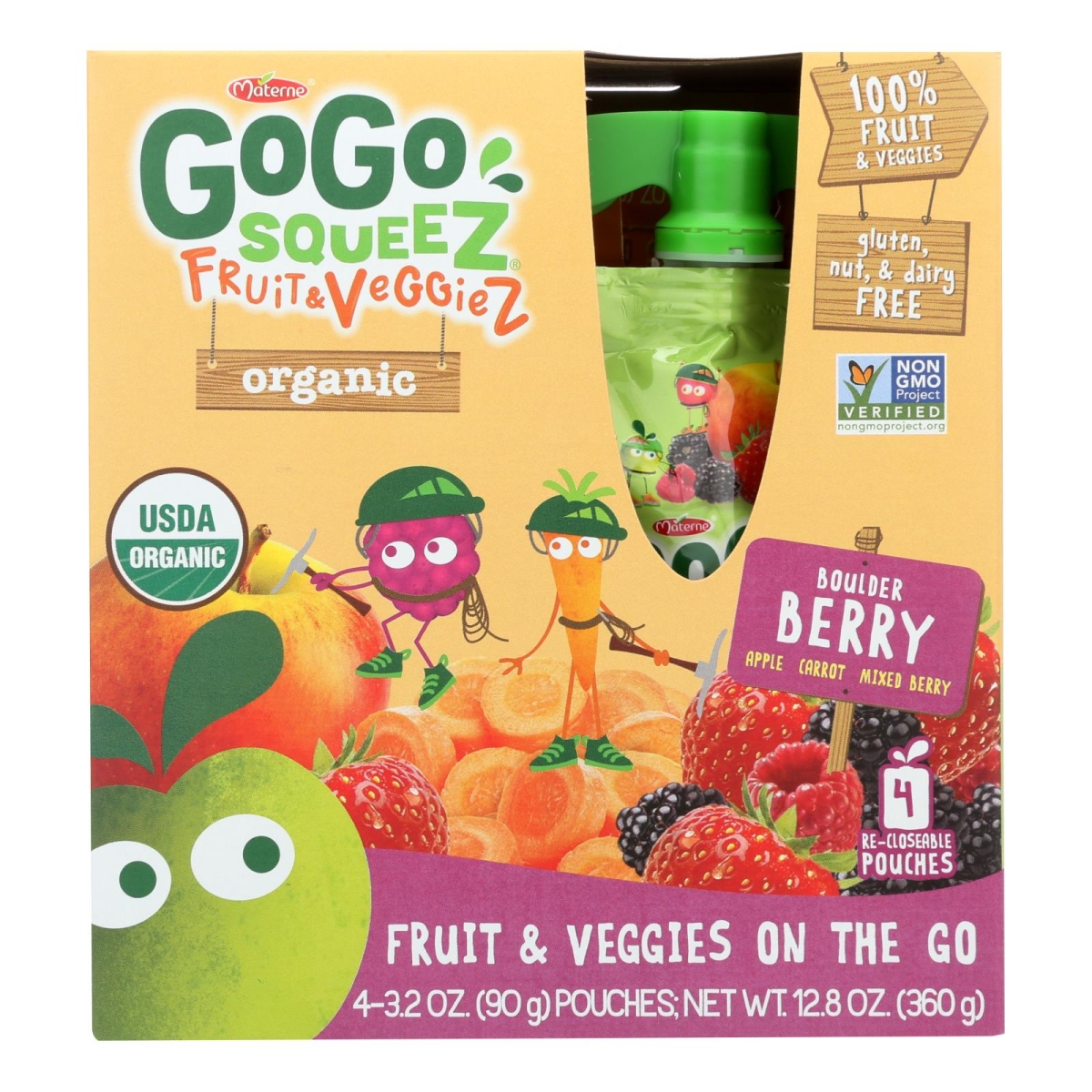 Picture of Gogo Squeez HG1828722 4-3.2 oz Organic Fruit & Veggiez on the Go Bolder Berry Sauces - Case of 12