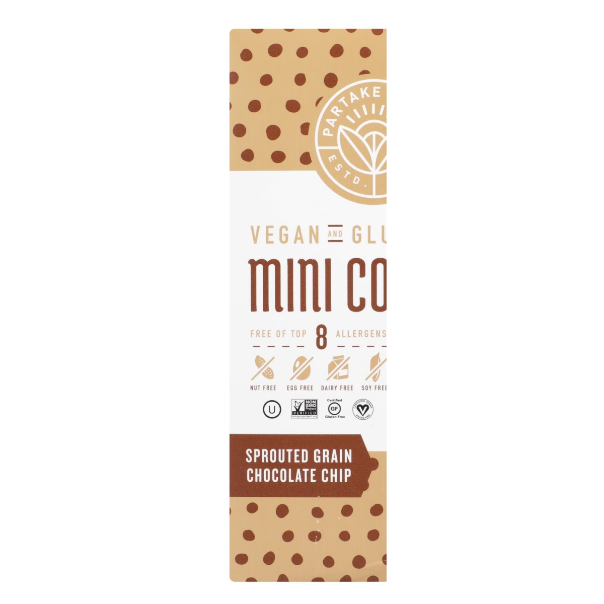Picture of Partake Foods HG2294882 5.5 oz Sprouted Grain Chocolate Chip Mini Cookies - Case of 6