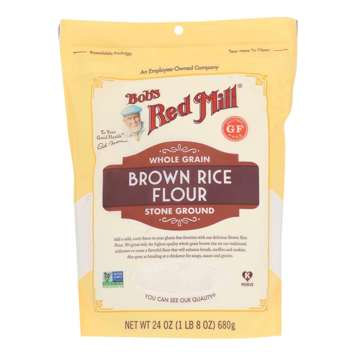 Picture of Bobs Red Mill HG2597284 24 oz Flour Wholegrain Stone Ground Brown Rice - Case of 4