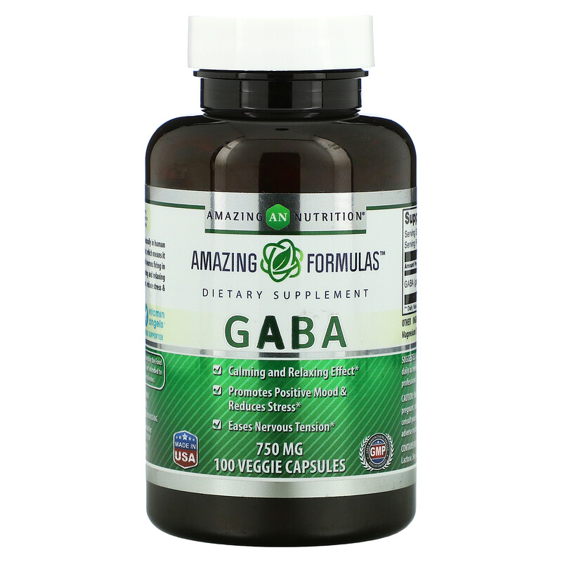 Picture of Amazing Formulas HG2718401 750 mg Gluten Free Gaba Capsules - 100 Count