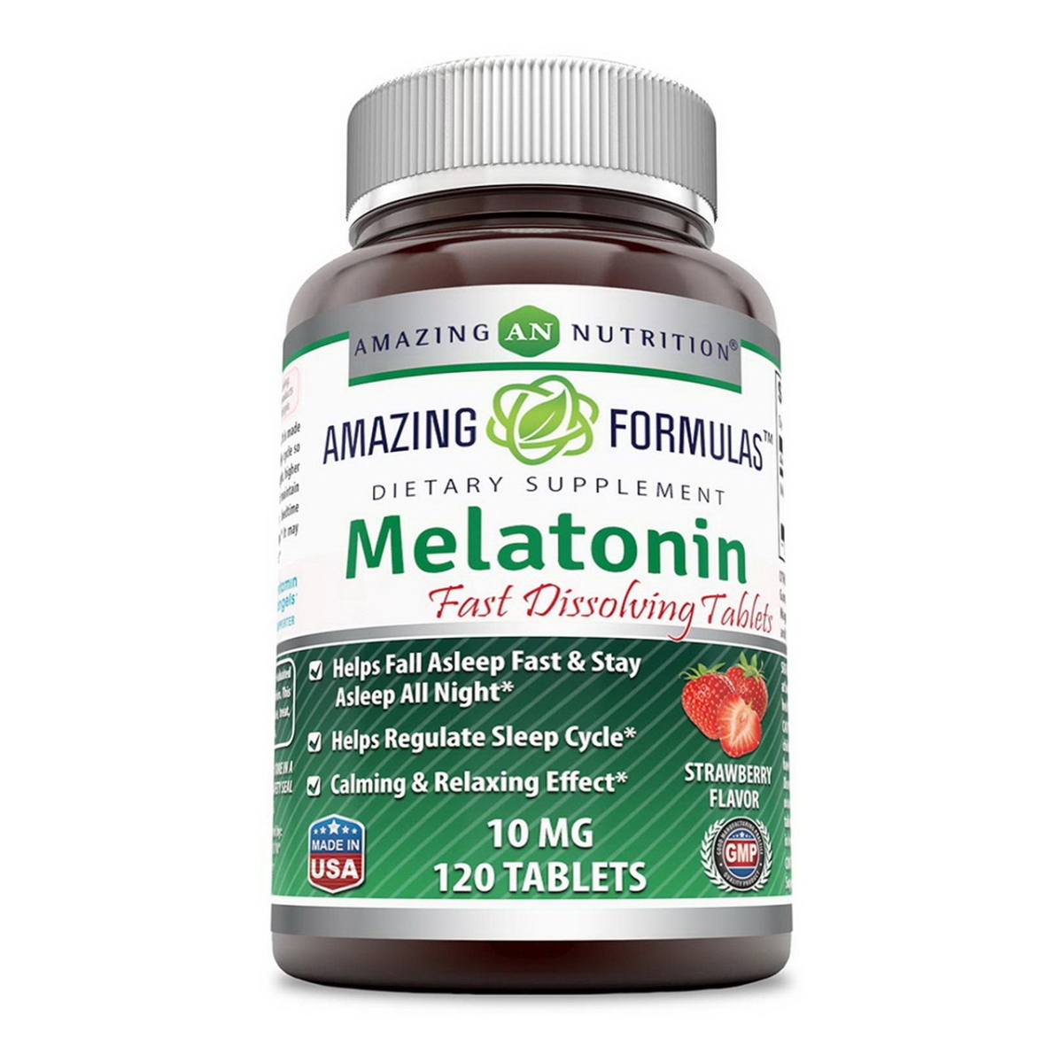 Picture of Amazing Formulas HG2718484 10 mg Melatonin Quick Dissolve Strawberry Capsules - 120 Count