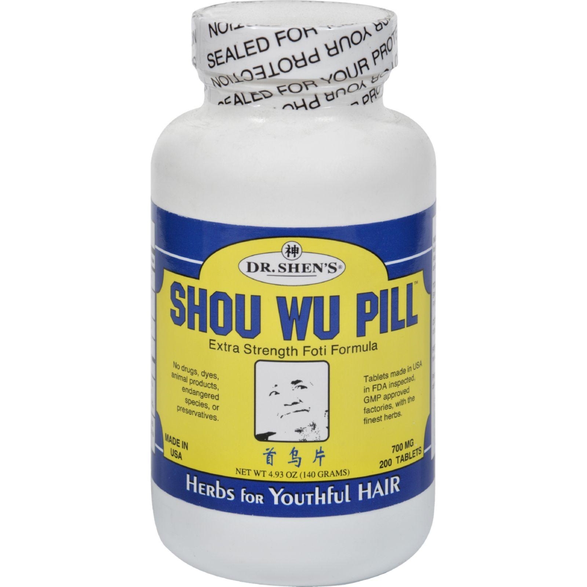 Picture of Dr. Shens HG0934851 700 mg Shou Wu Youthful Hair Pill&#44; 200 Tablets
