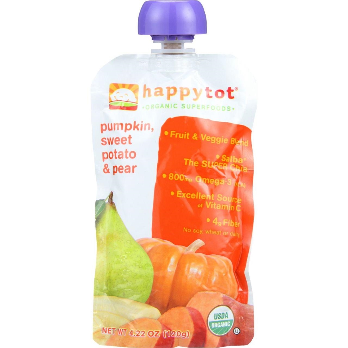 Picture of Happy Tot HG1251255 4.22 oz Organic Stage 4 Pumpkin Sweet Potato & Pear Toddler Food - Case of 16