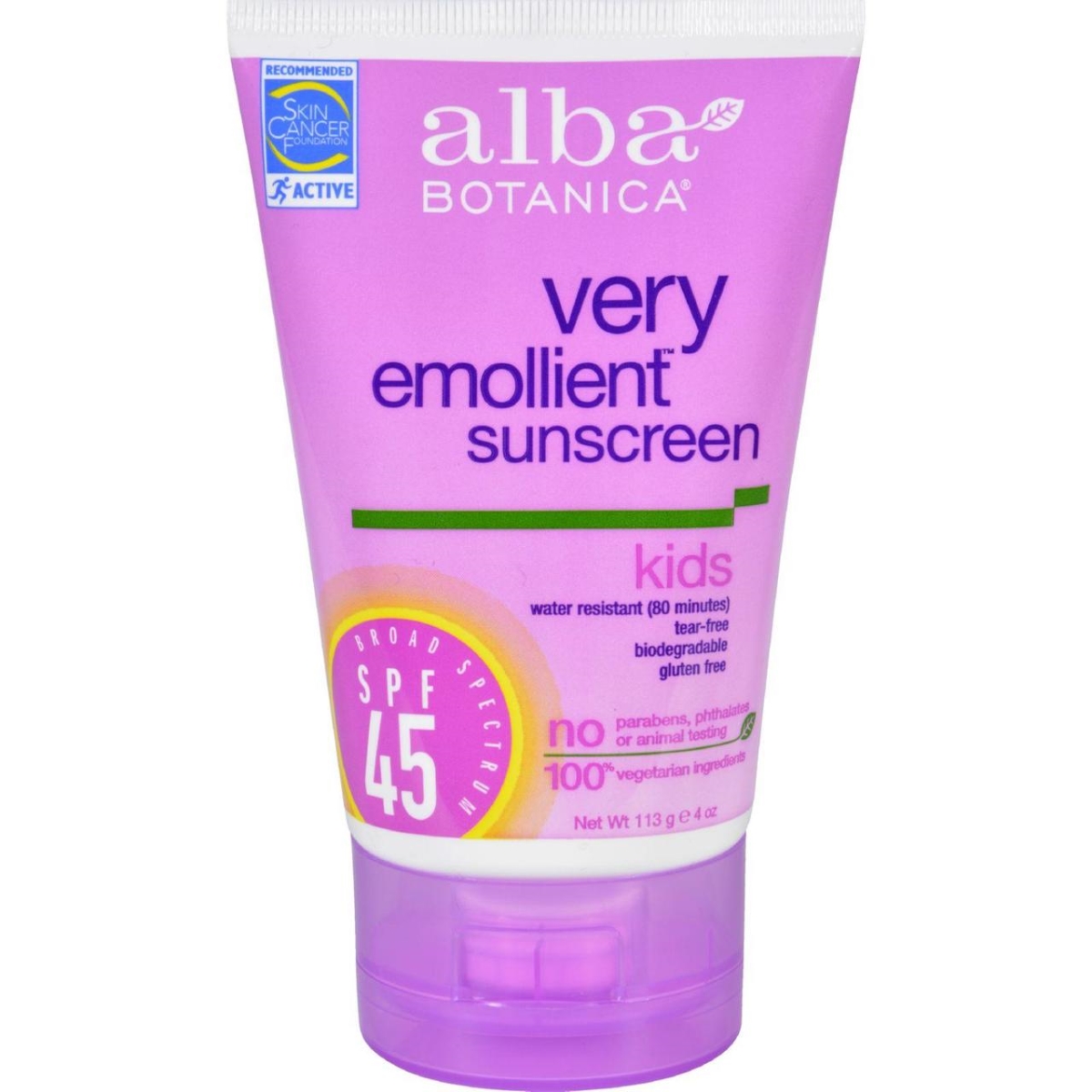 Picture of Alba Botanica HG0401190 4 oz Natural Very Emollient Sunscreen for Kids SPF 45