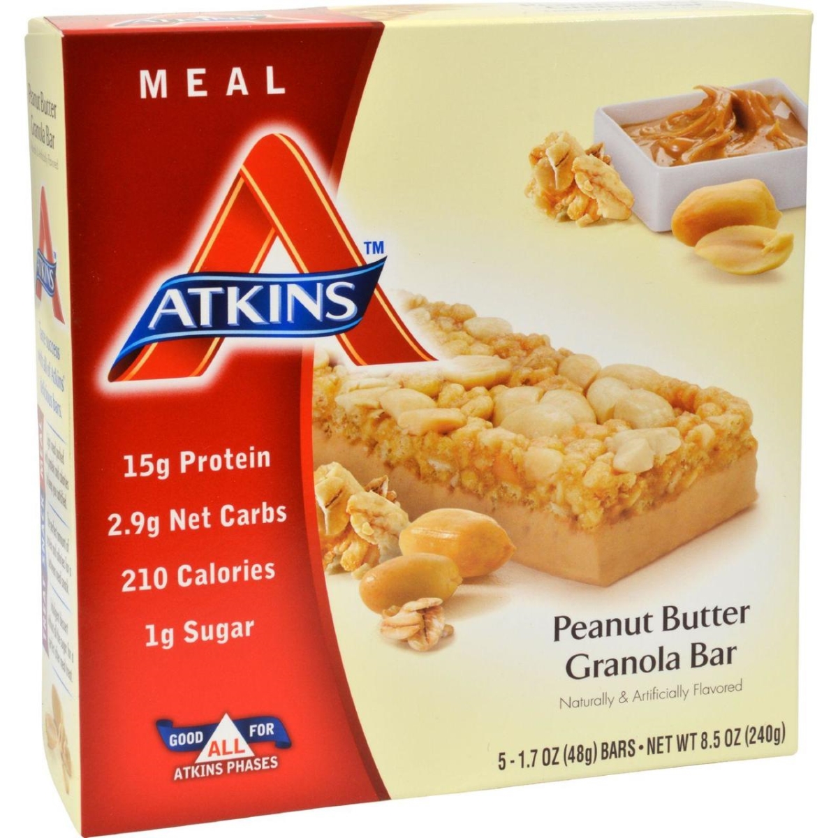 Picture of Atkins HG0458802 Advantage Bar Peanut Butter Granola&#44; 5 Bars