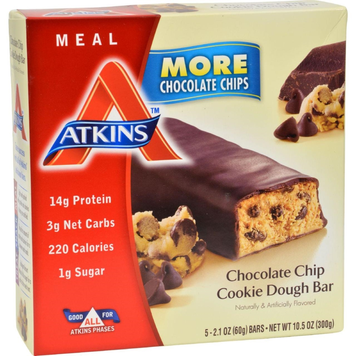 Picture of Atkins HG0539635 Advantage Bar Chocolate Chip Cookie Dough&#44; 5 Bars