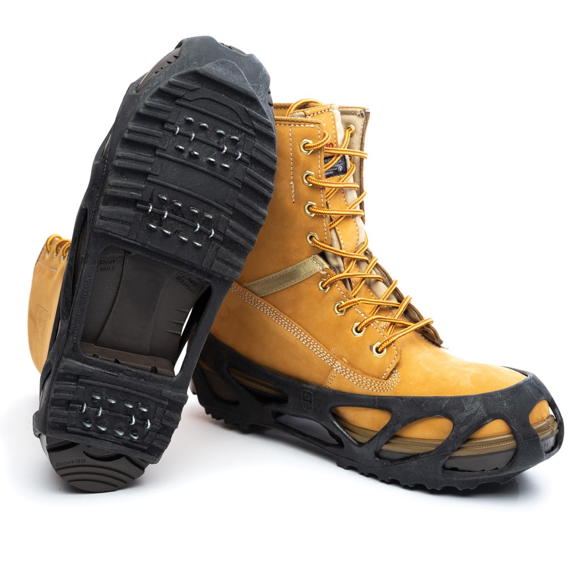 Ice Traction Cleat Overshoe, Heel, Outsole Coverage, Pull-On, Thermoplastic Elastomer, Stud