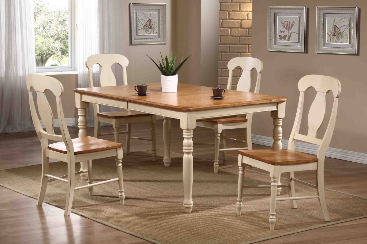 RT78-T-CL-BILG-TU-BICH53-CL-BI 40 x 60 x 78 in.Rectangle Napoleon Back Dining Set, Antiqued Caramel & Biscotti - 5 Piece