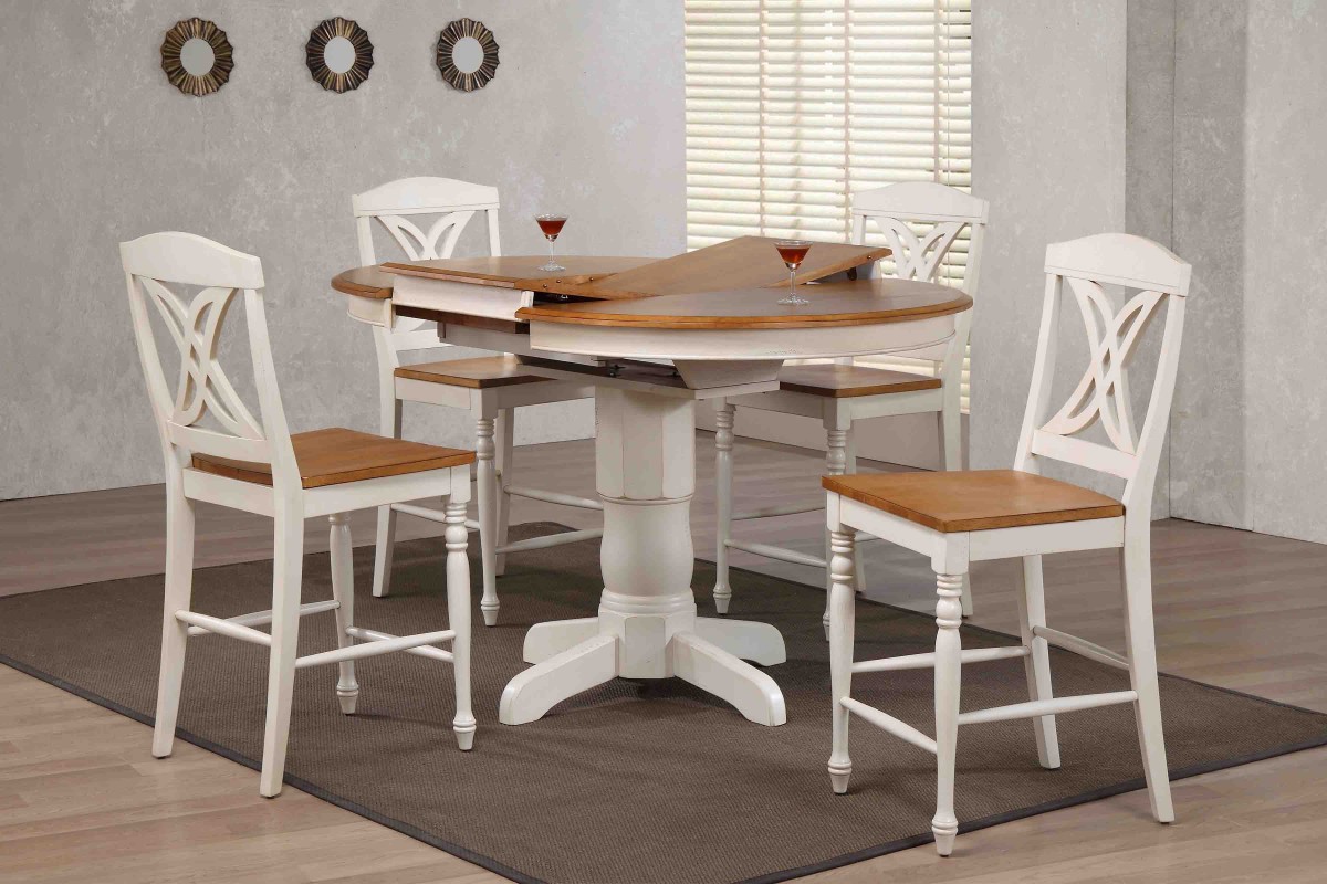 RD42-T-CL-BI CBS-RD42-W-BI STC50-CL-BI 42 x 42 x 60 in. Butterfly Back Counter Height Dining Set, Antiqued Caramel & Biscotti - 5 Piece -  Iconic Furniture, RD42-T-CL-BI     <BR>CBS-RD42-W-BI <BR>STC50-CL-BI