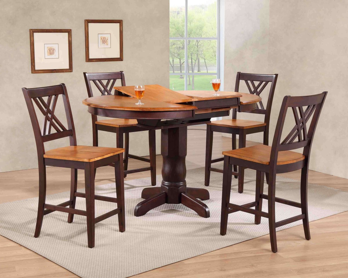 RD42-T-WY-MA CBS-RD42-W-MASTC56-WY-MA 42 x 42 x 60 in. Double X- Back Counter Height Dining Set, Whiskey Mocha - 5 Piece -  Iconic Furniture, RD42-T-WY-MA     <BR>CBS-RD42-W-MA<BR>STC56-WY-MA
