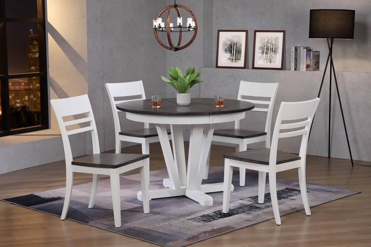 RD45HUDCH63SHWWHT-5PC  45'x45'x63' Shadow Grey/ Snow White 5-Piece Hudson Dining Set