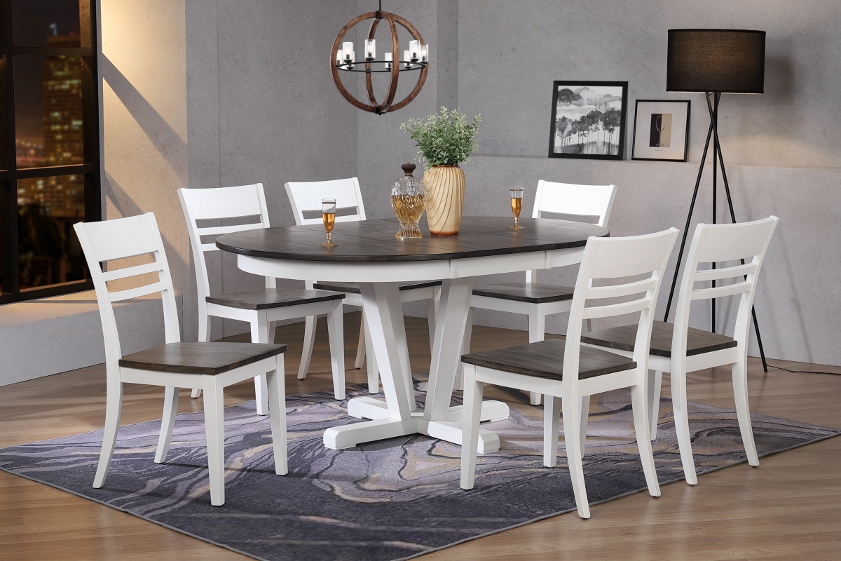 RD45HUDCH63SHWWHT-7PC  45'x45'x63' Shadow Grey/ Snow White 7-Piece Hudson Dining Set -  Iconic Furniture Company