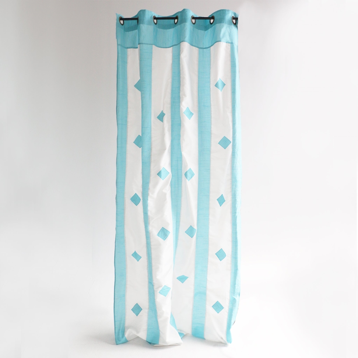 INC 13 B&W Beautiful Rayon Curtains, Blue & White