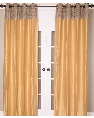 Picture of Indias Heritage P137 84 IT Silk Dupioni Top Pleat Curtain Panel - Ivory Taupe - 84 in.