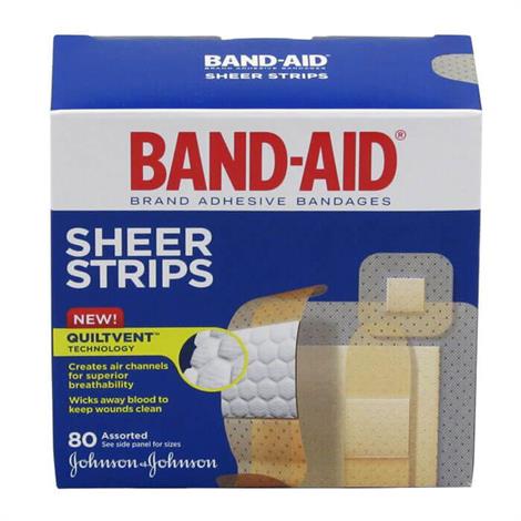 Picture of Johnson & Johnson 53117134 Band - Aid Sheer Strip Adhesive Bandage&#44; Assorted - 80 Count