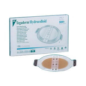 Picture of 3M 8890001 4 x 4.75 in. Oval Tegaderm Hydrocolloid Dressing with Outer Clear Adhesive