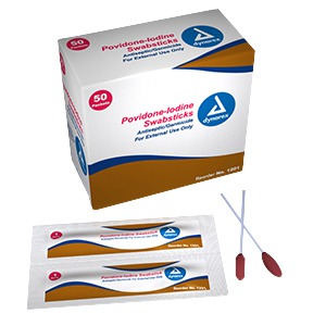 Dynarex DX1202 Povidone Iodine Swabstick, 3s Style