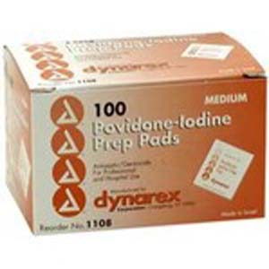 Dynarex DX1108 Povidone Iodine Prep Pad, Medium