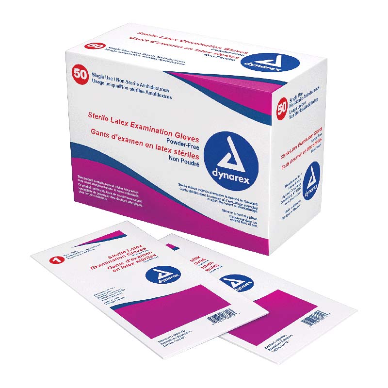 Dynarex DX2452 Exam Glove, Sterile, Latex - Medium